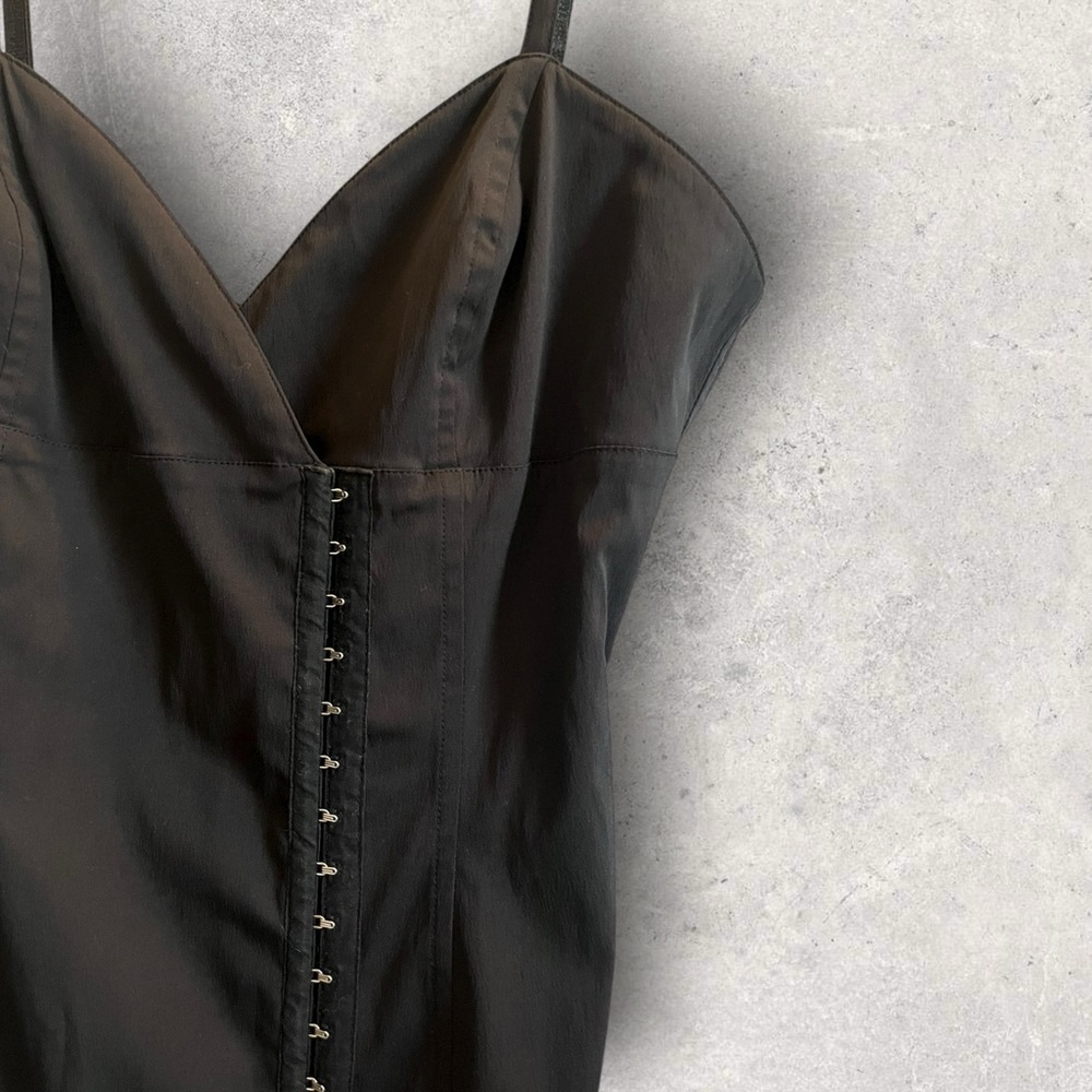 SASCH Black Satin Slip Dress with Hook & Eye Closure – Size Small - Picture 2 of 5